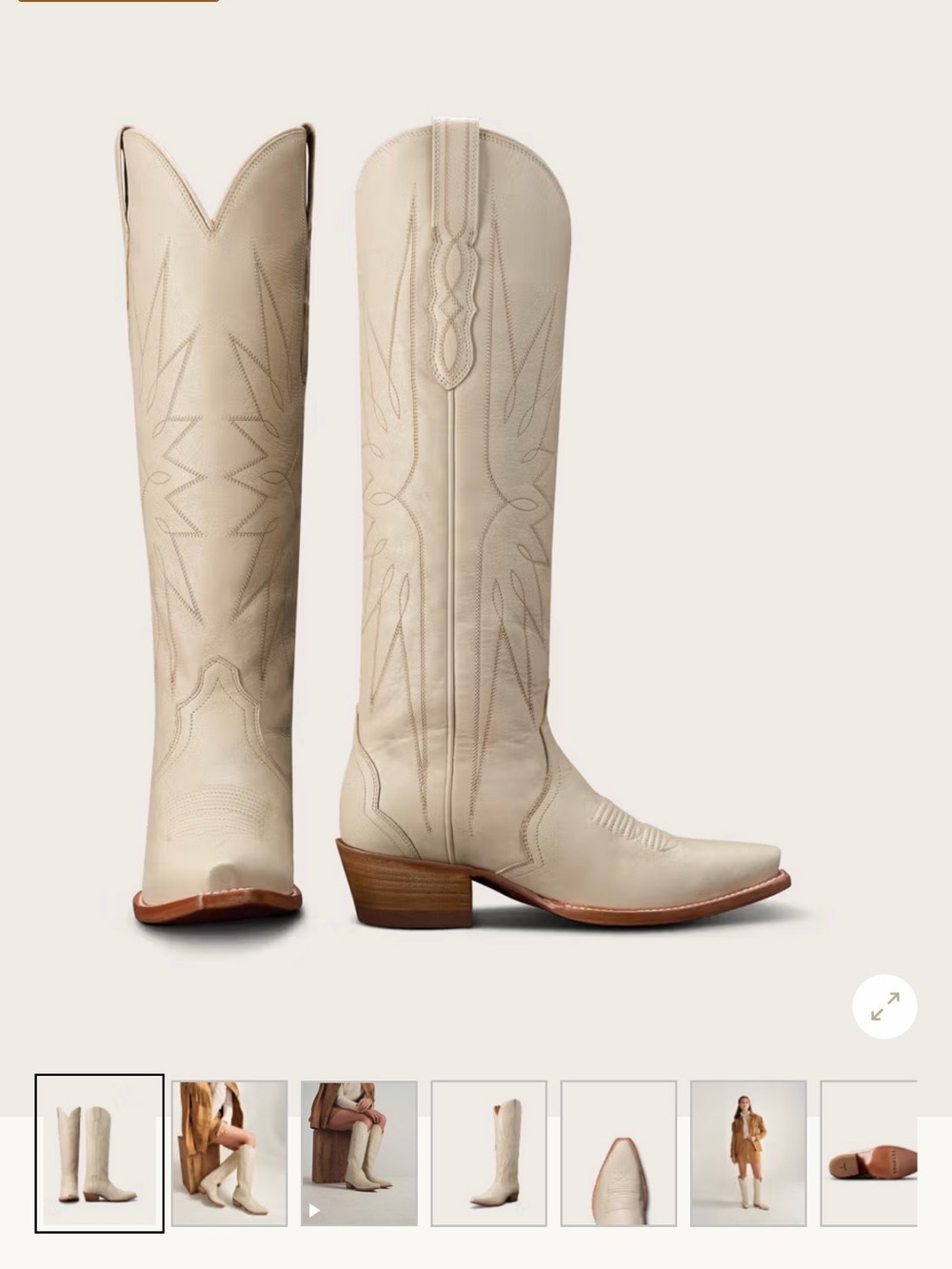 Tecovas Cream Tall Western Embroidered Boots - Picture 4 of 4